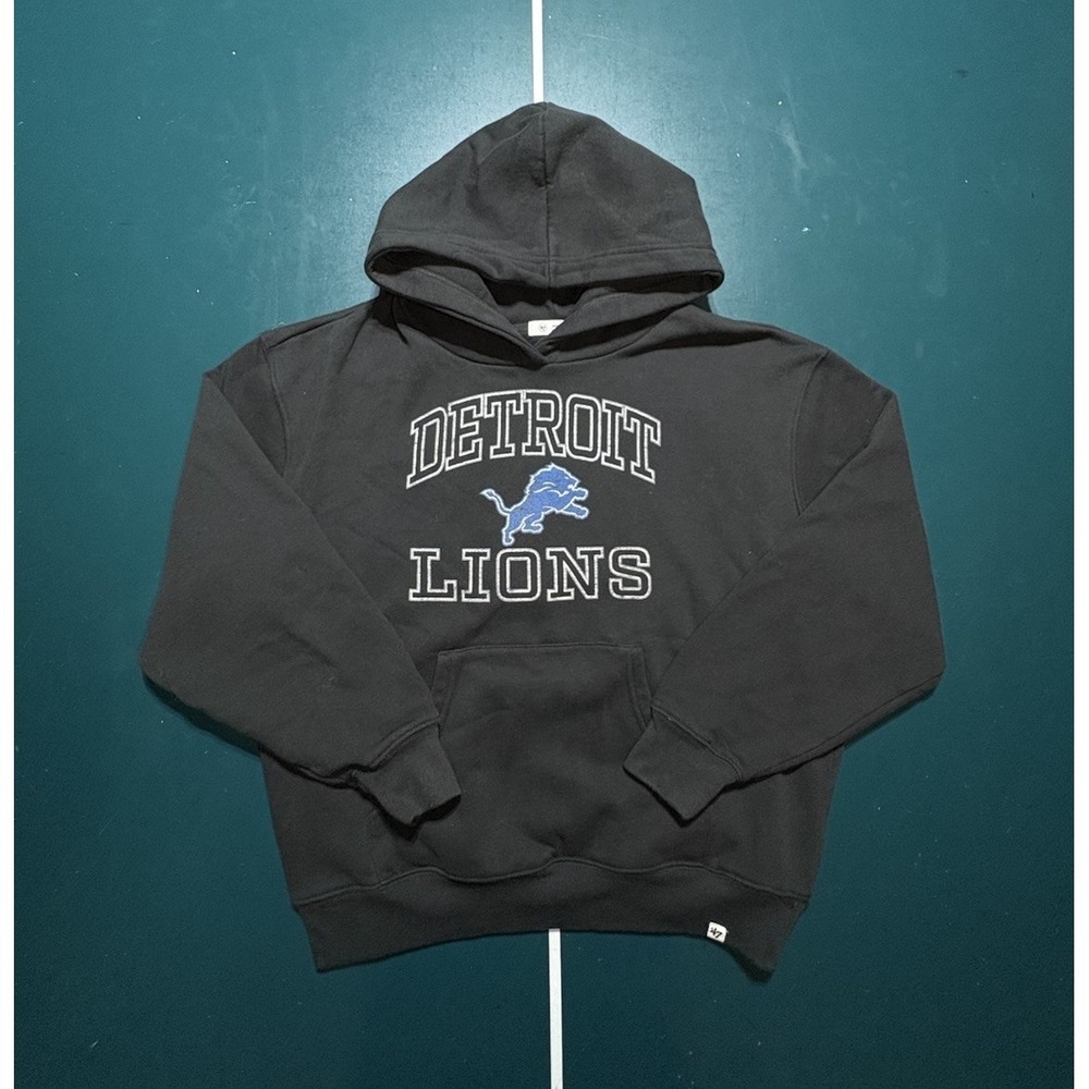 Detroit Lions Hoodie Sweatshirt Women's Medium‎ Black '47 Clarity Naomi Football